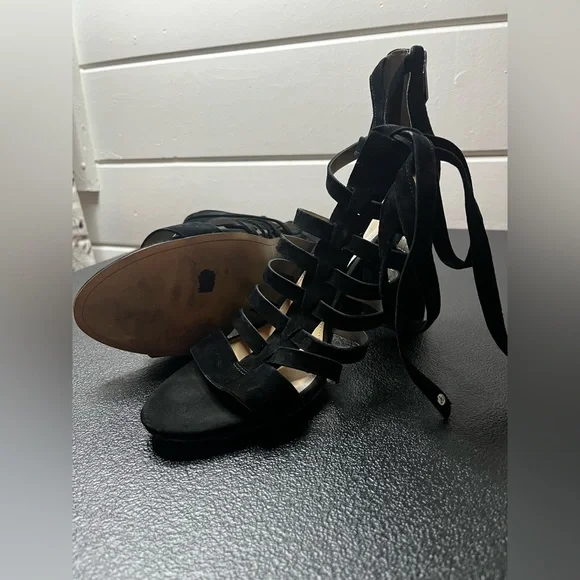 Sam Edelman Yarina strappy heels - chunky heel, suede, open toe, straps, 11 - Picture 6 of 8